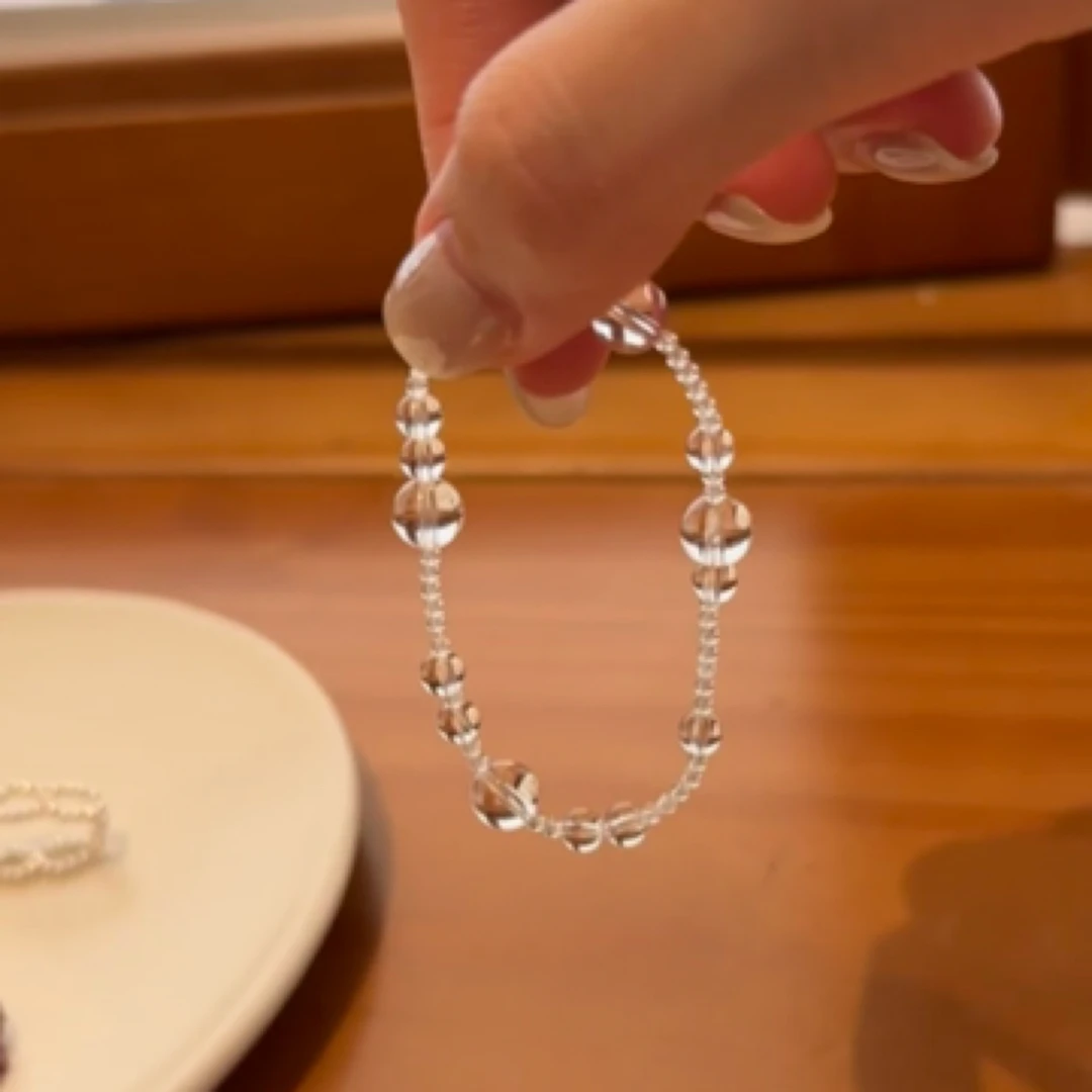 纯天然白水晶手链全净体设计款满天星