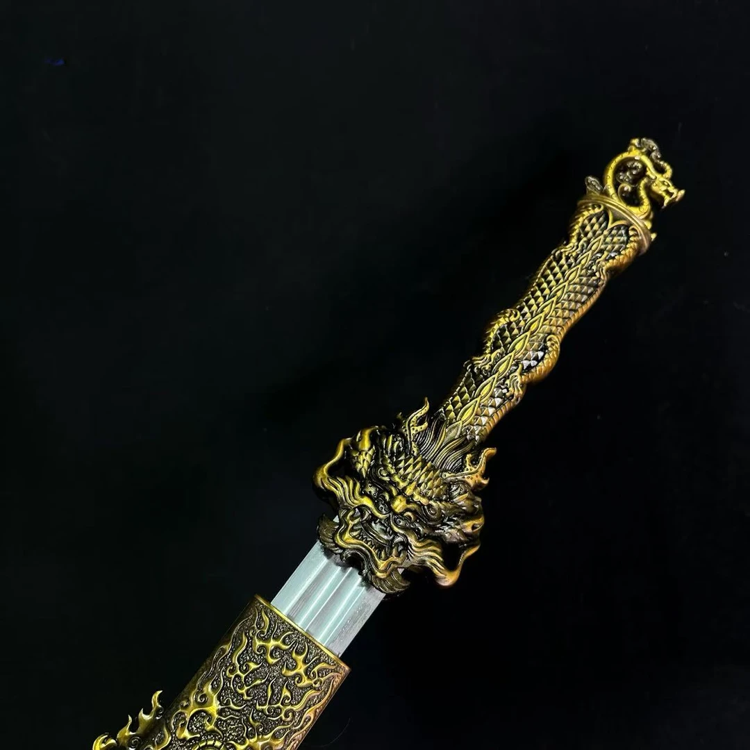 【龙王短剑】龙泉 高锰钢 短剑 金属鞘 收藏摆件 冷兵器 未开刃