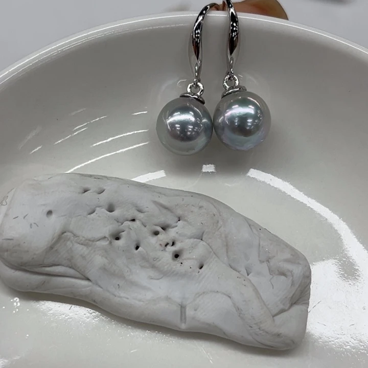 银S925镶嵌耳饰海水珍珠