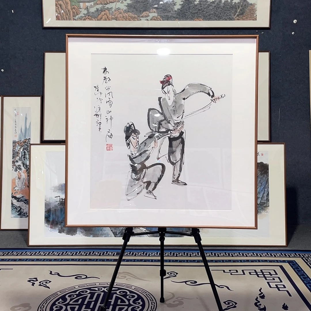 国画手绘画作品带框