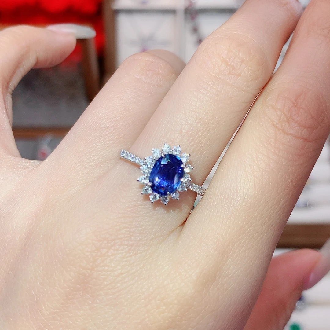 戒指蓝宝石18K金镶嵌1.12ct/天然宝石/七天无理由