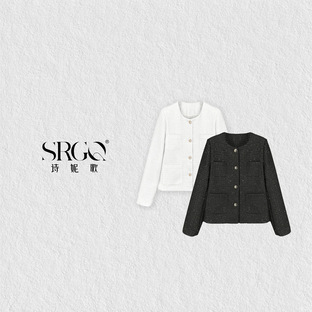 zhang&bai【挚爱小香】高定系列~静奢编织小格温柔奶油小香风外套