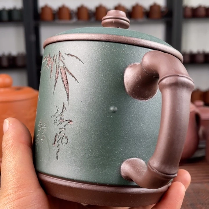 紫砂茶杯宜兴原矿紫砂盖杯微瑕