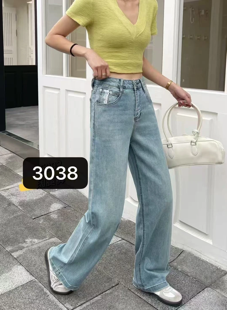 春款窄版阔腿牛仔裤