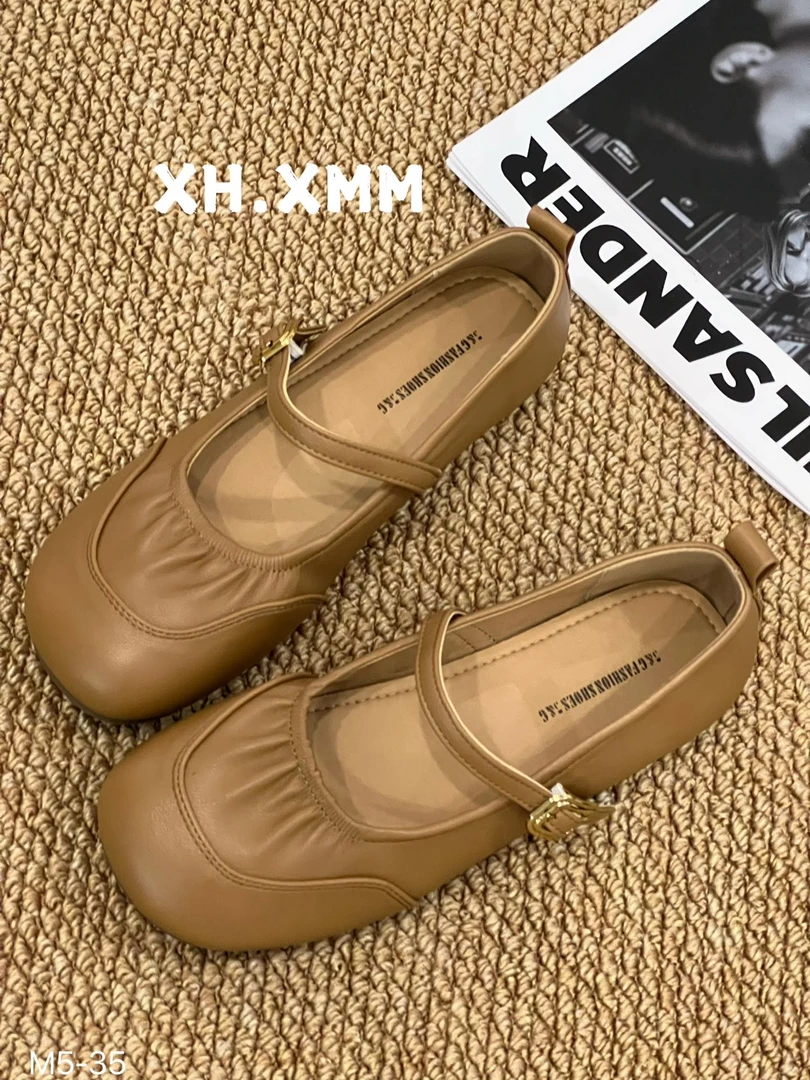 5-35玛丽珍鞋女2025夏季新款软底浅口小皮鞋粗跟配裙晚风单鞋平底