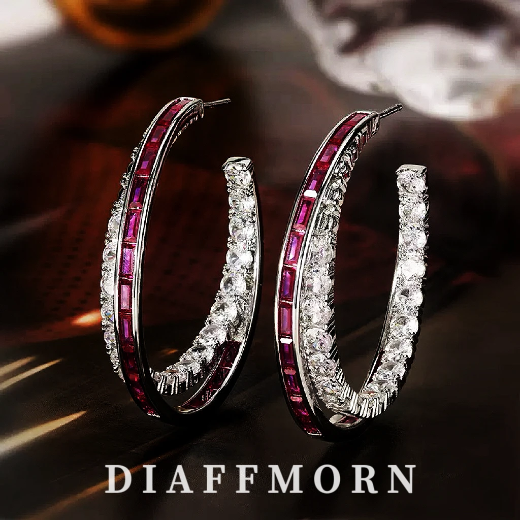 铜合金合成锆石耳饰 DFM《邂逅》 重工高级气质百搭耳环