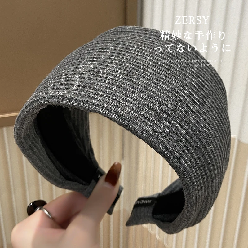 网红条纹发卡高颅顶显脸小压发头箍秋冬加厚超宽发箍洗脸发窟头饰