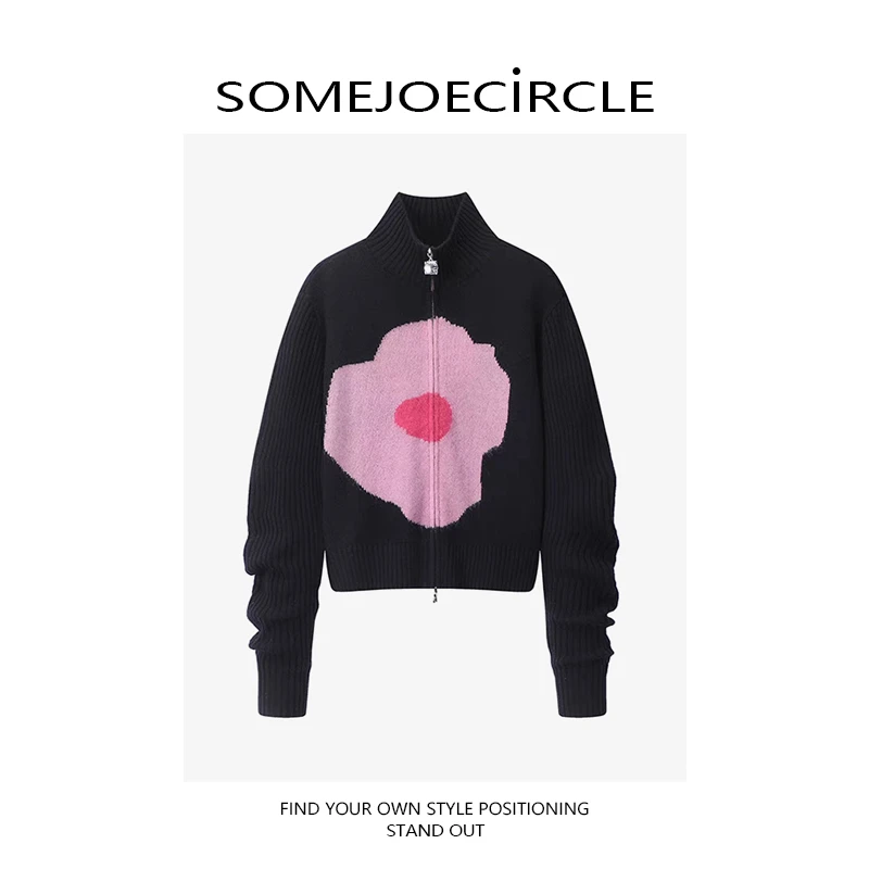 SOMEJOECIRCLE【N·M】25冬季新款造型袖毛衣外穿长袖针织开衫K1102