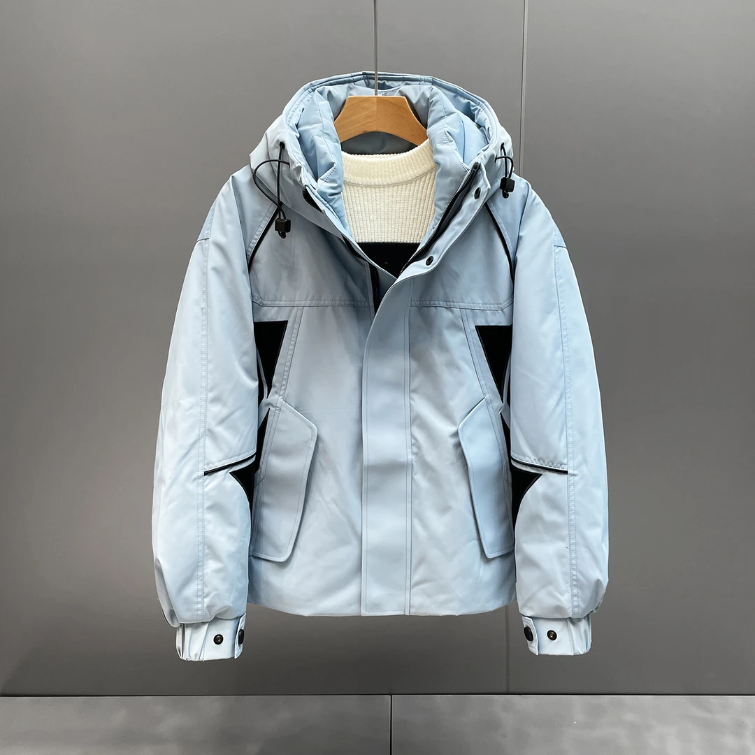 秋冬款户外时尚男士羽绒服冬季百搭休闲保暖加厚撞色男装连帽外套