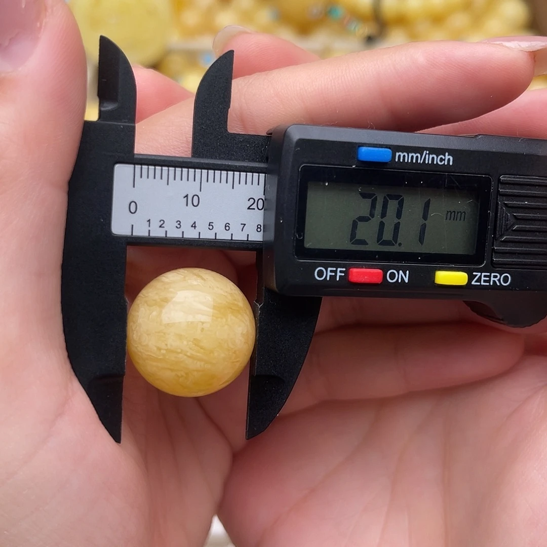 琥珀未镶嵌裸石蜜蜡圆珠梦细纹虎皮