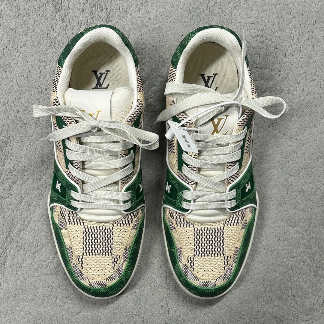 99新 LouisVuitton/路易威登 Trainer白绿棋盘格板鞋 6码 D19864