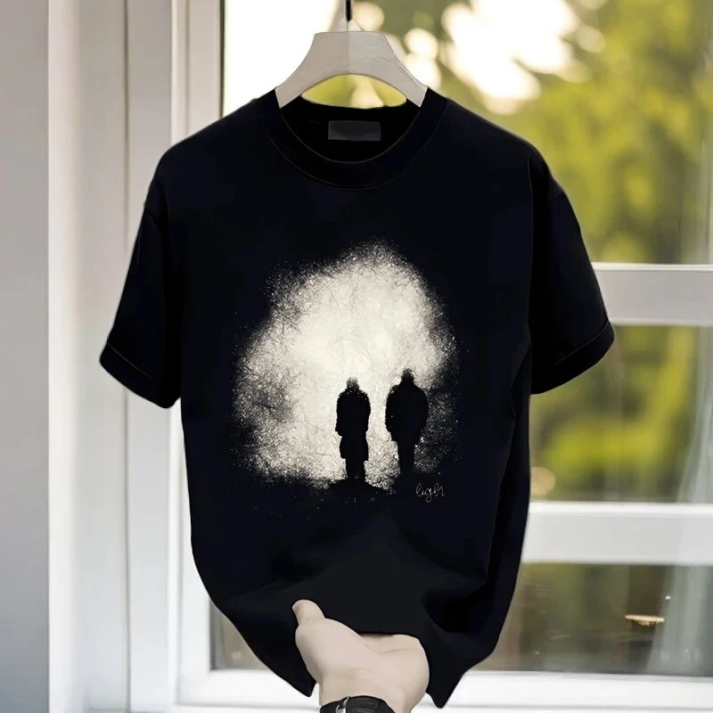 仓石一树时尚潮牌简约短袖T恤男士夏季小众ins高级感情侣装上衣潮