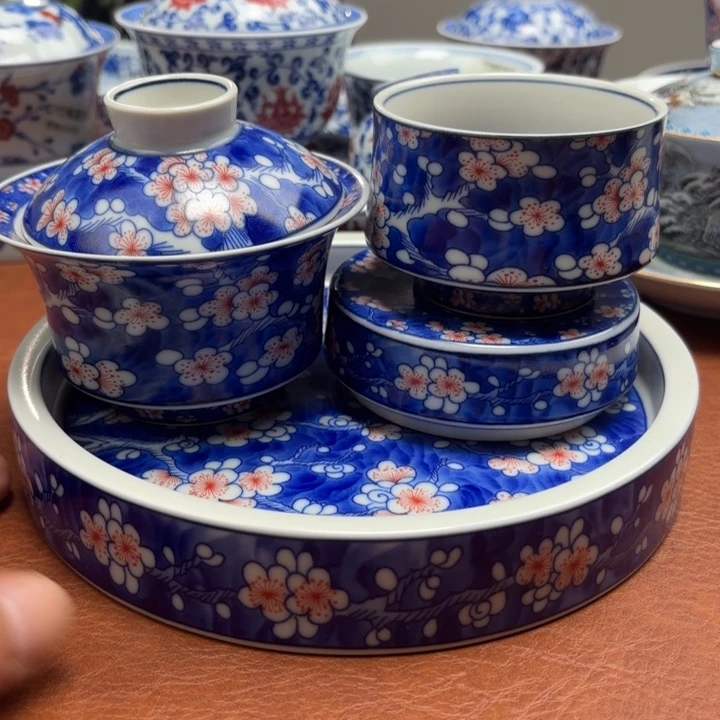 高***天摆件冰梅四件套枢府釉景德镇发货