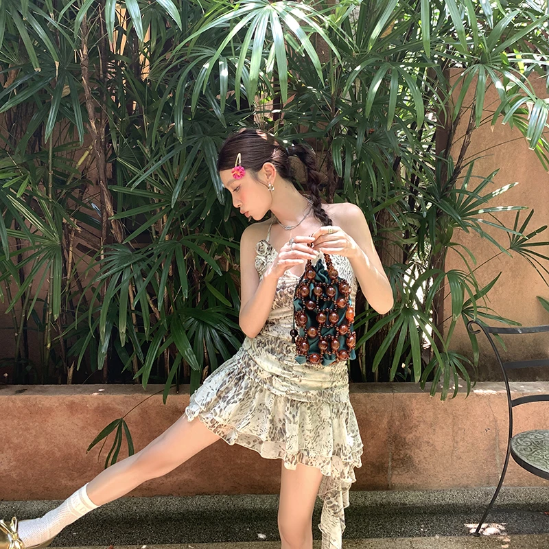 【夏之星】酷辣一夏雪纺吊带连衣裙女不规则短裙4226