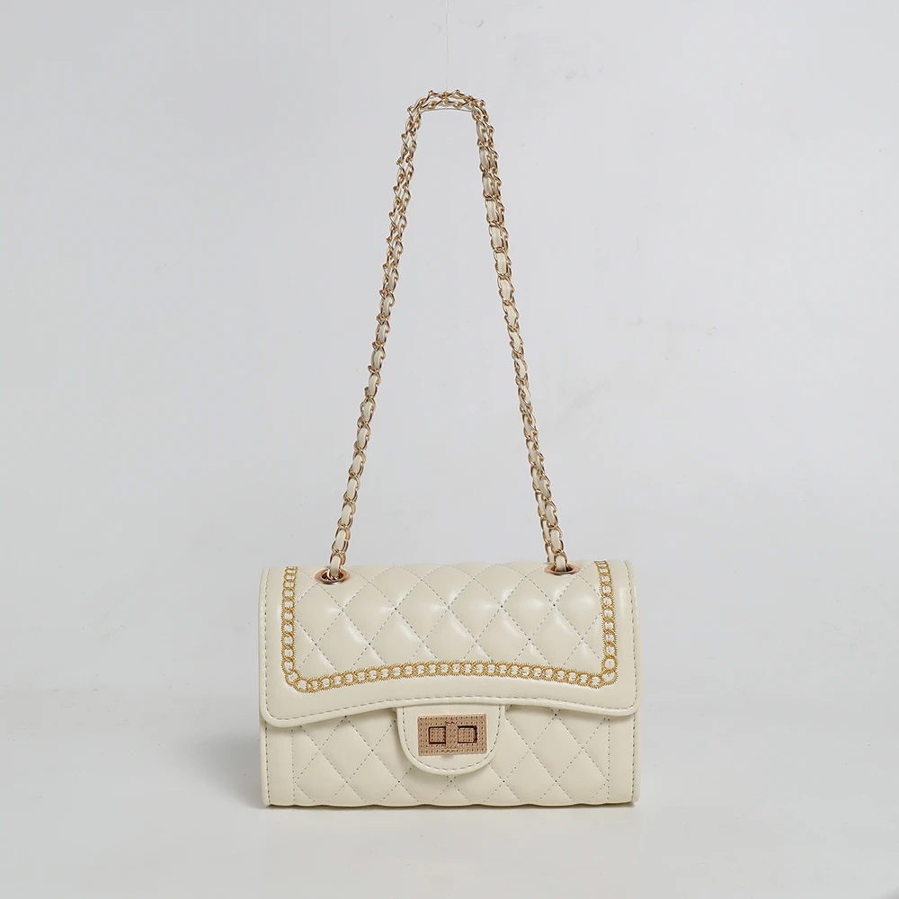 小香风斜挎包菱格绣线链条包新款单肩包时尚潮小方包质感9769