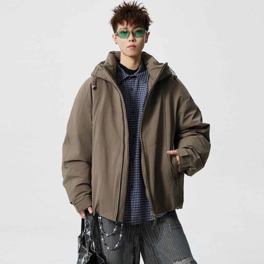 冬季连帽羽绒服男高级感解构拼接青少年流光机能风加厚保暖外套潮