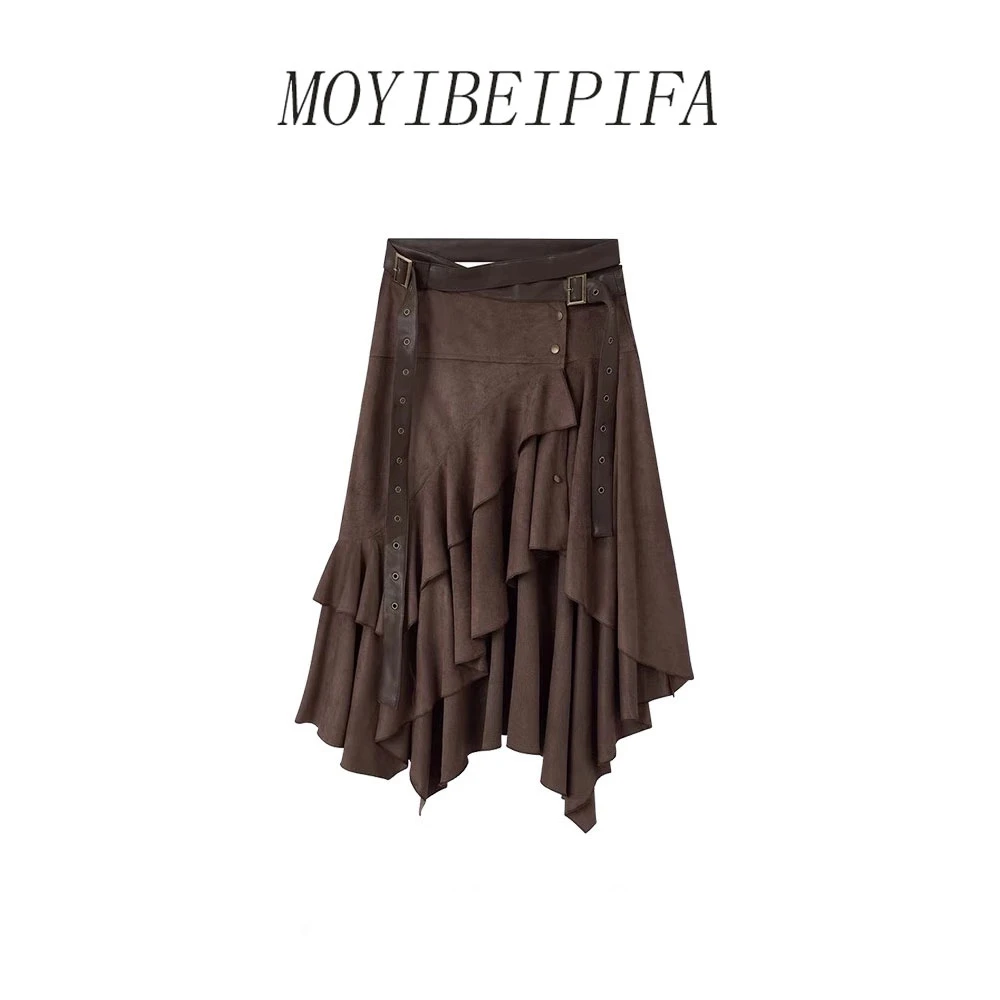 欧美个性辣妹风不规则a字裙夏季新款高腰宽松显瘦时髦百搭半身裙