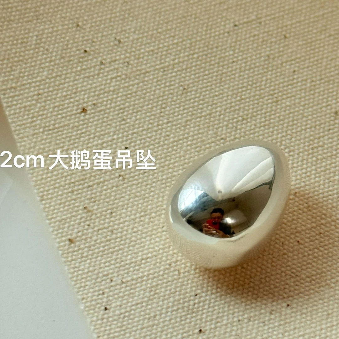 吊坠925银 D546  简韩鸽子蛋单吊坠 克重5g