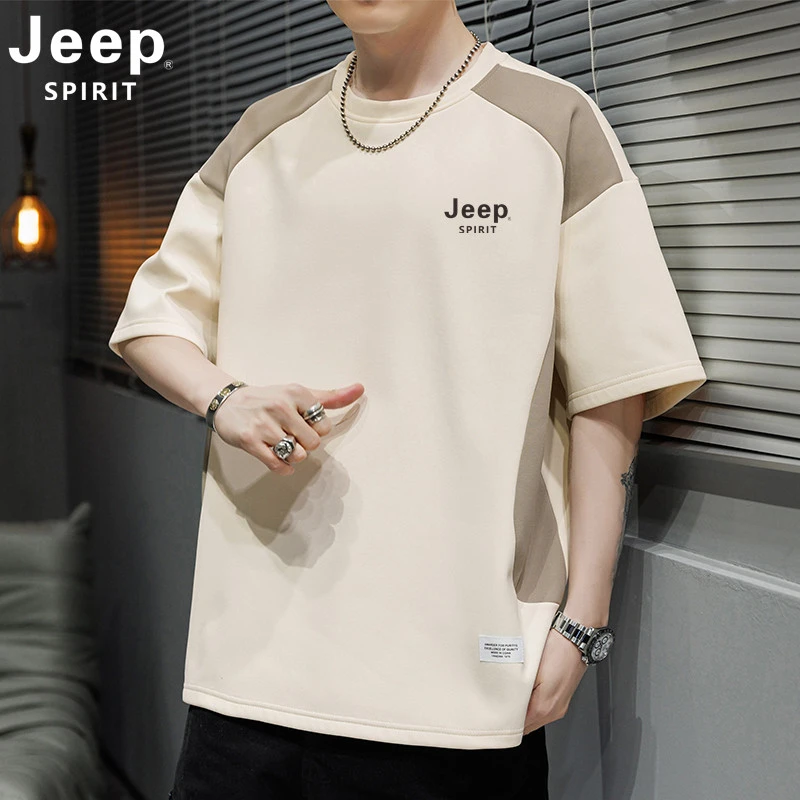 JEEP SPIRIT吉普圆领短袖t恤男百搭上衣夏季宽松时尚半袖男士体恤