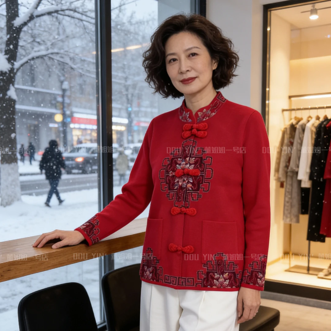 020新年款时尚气质妈妈针织开衫