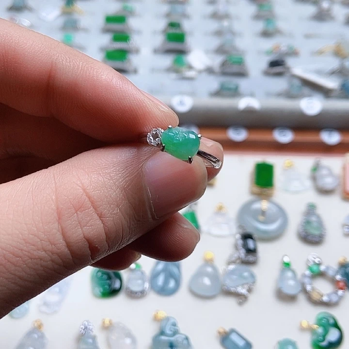 翡翠银S925镶嵌戒指