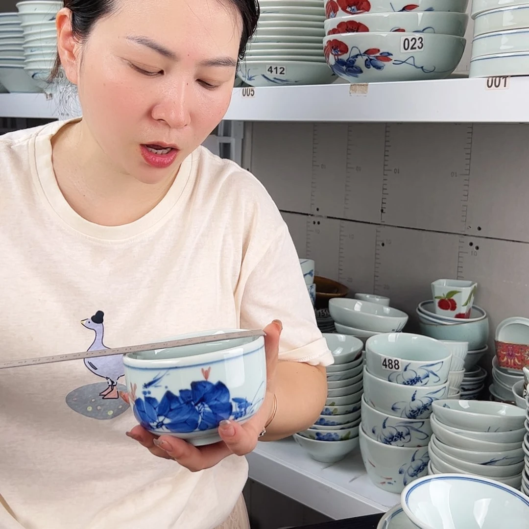 大瑕手绘荷塘月色4.5寸金钟碗（单只装）