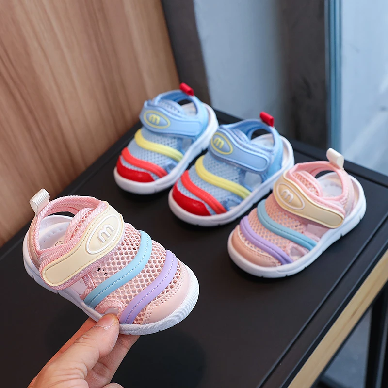 宝宝夏季网面透气毛毛虫凉鞋男女童镂空运动鞋婴幼儿软底学步鞋子