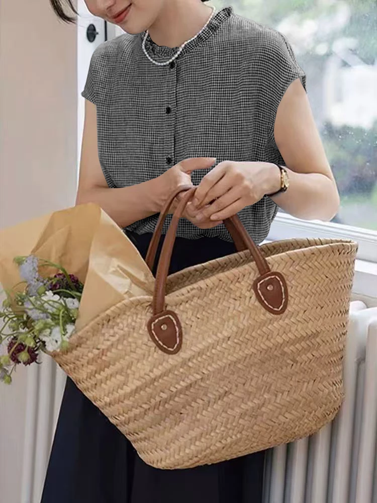 千鸟格花边罩衫衬衫女夏季新款设计感小众上衣25165