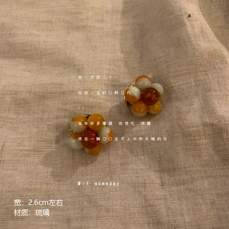 合金莫桑石耳饰 耳夹无耳洞彩色小众百搭设计感复古设计感10547