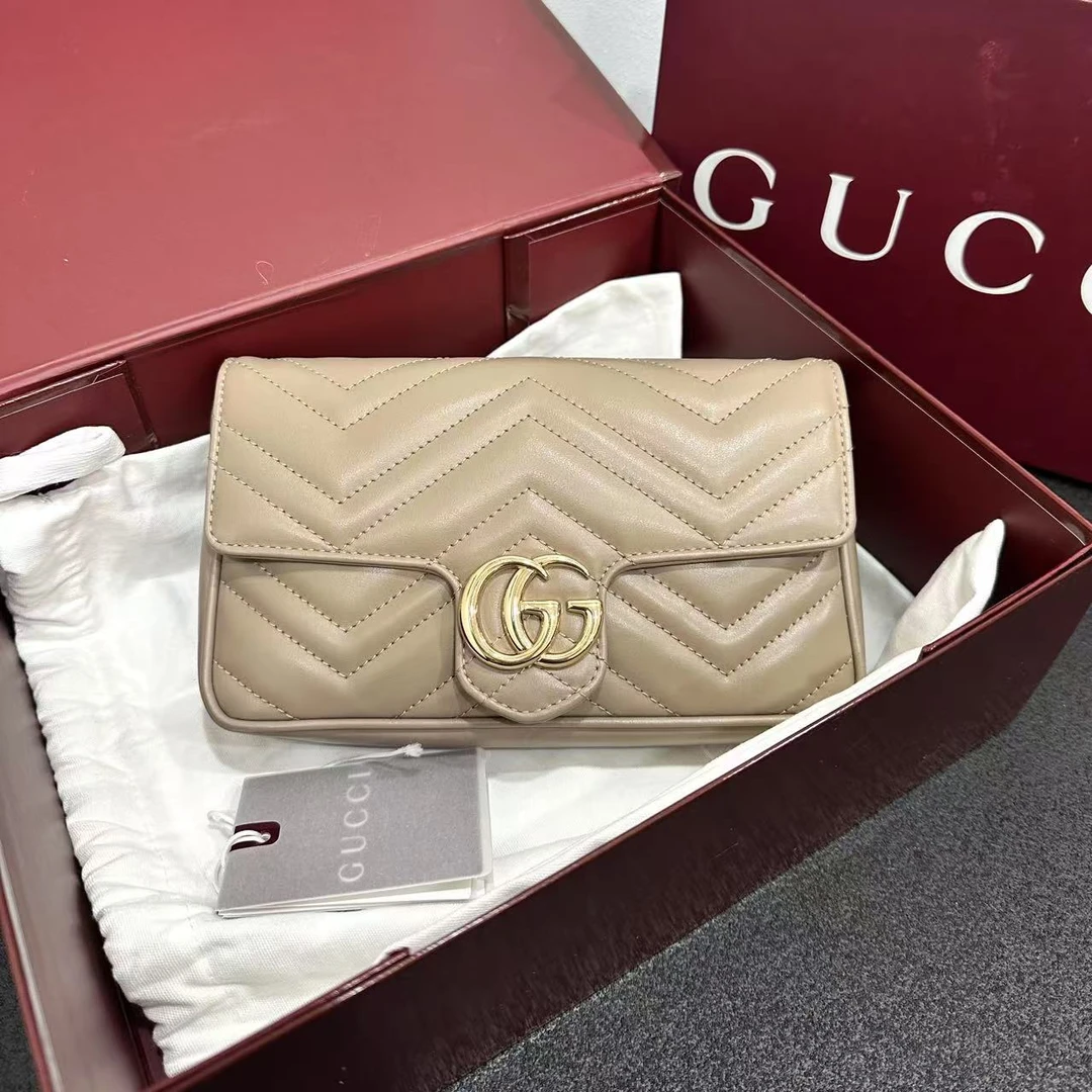 未使用 GUCCI/古驰 壹所奢品/GUCCI 马蒙21 奶茶金 全新 敏