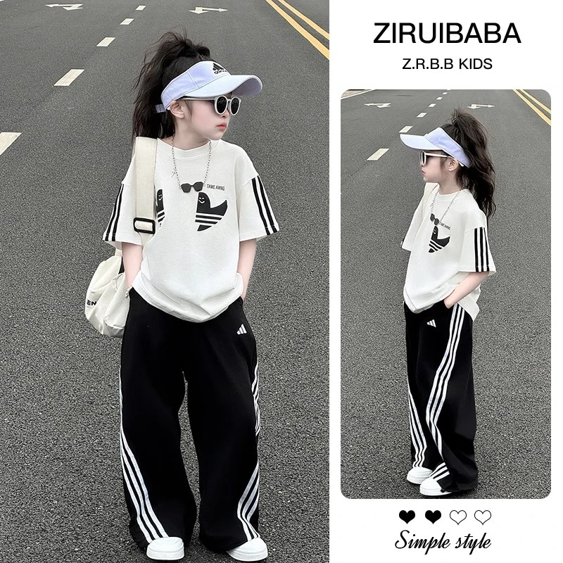 女童夏装运动套装2025新款夏装6-12岁休闲夏日穿搭儿童短袖两件套