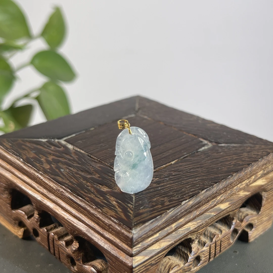 JCA23-25 天然翡翠缅甸A货 18K扣头如意