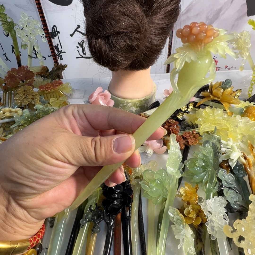 蛇纹石玉未镶嵌发饰