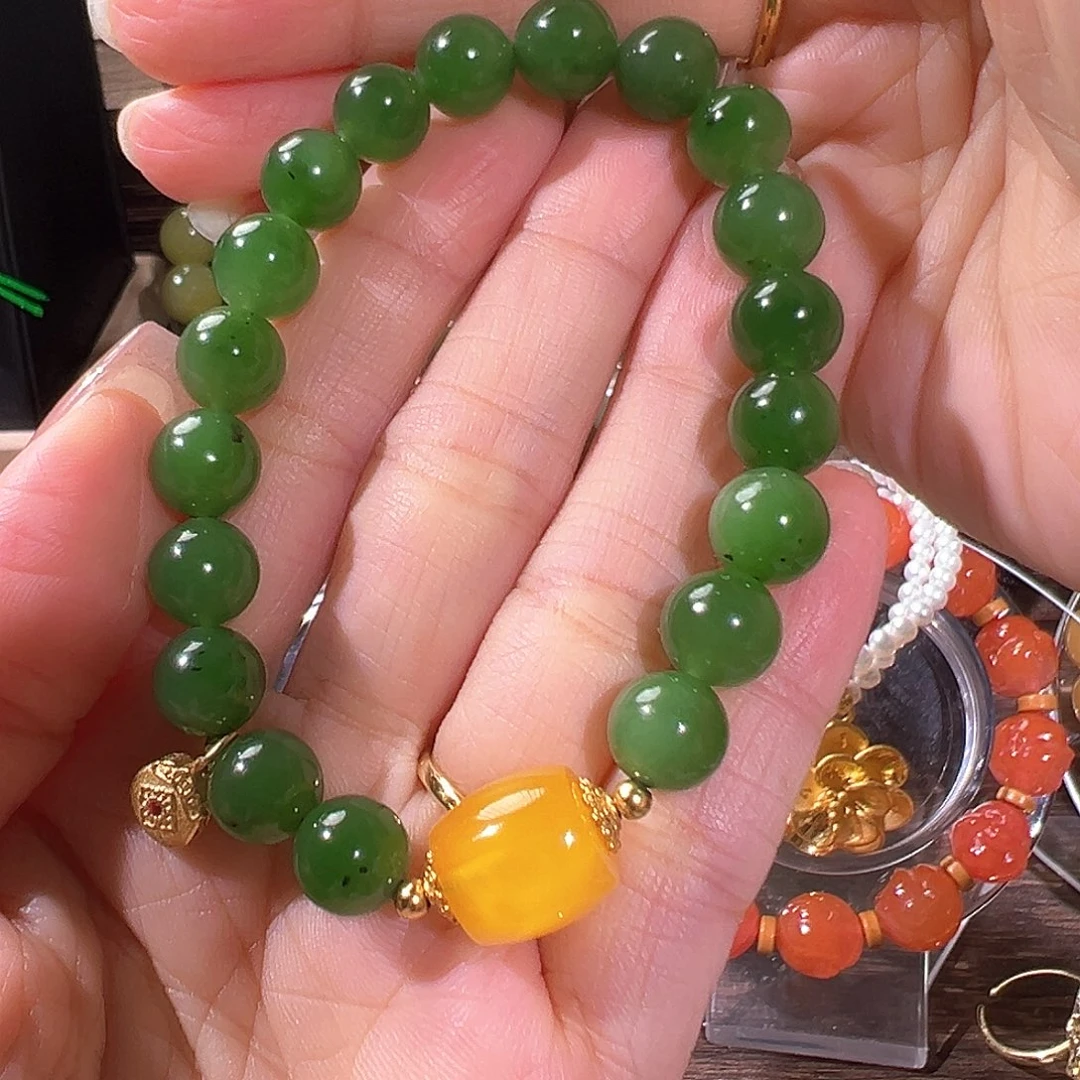 和田玉手链银S925镶嵌