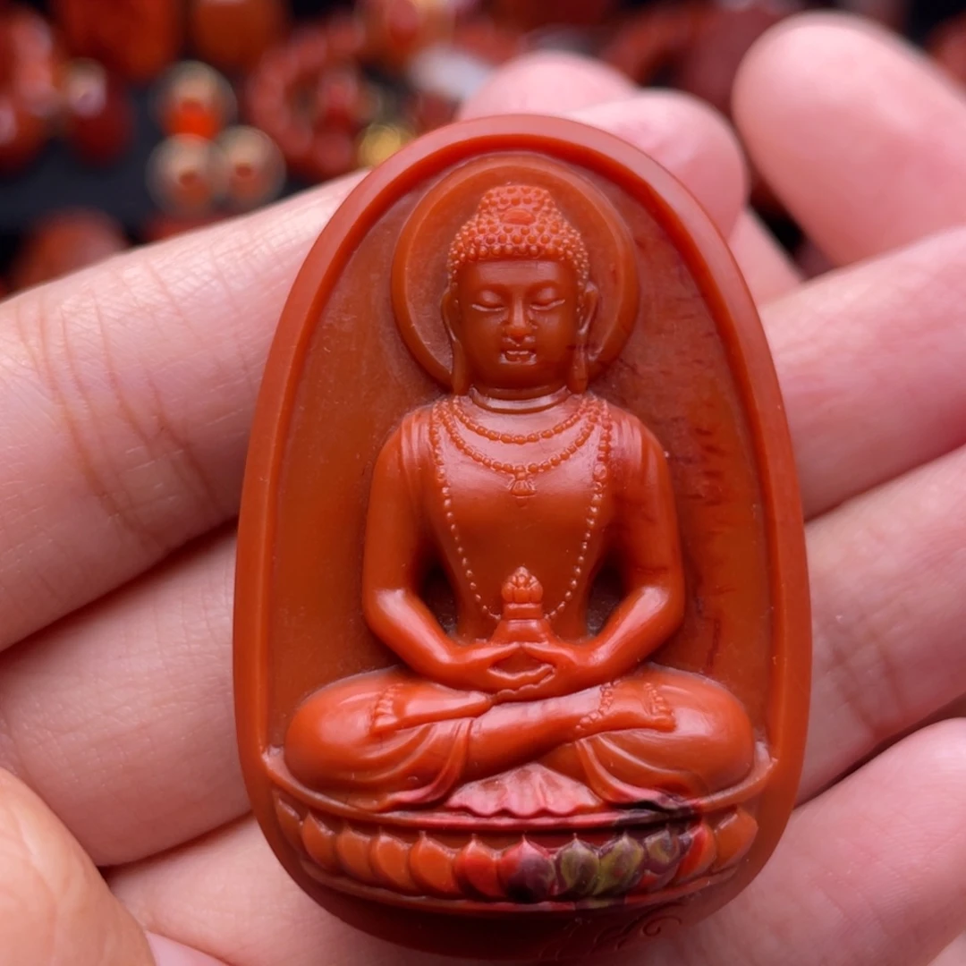 南红玛瑙未镶嵌珠宝奇石大日如来吊坠