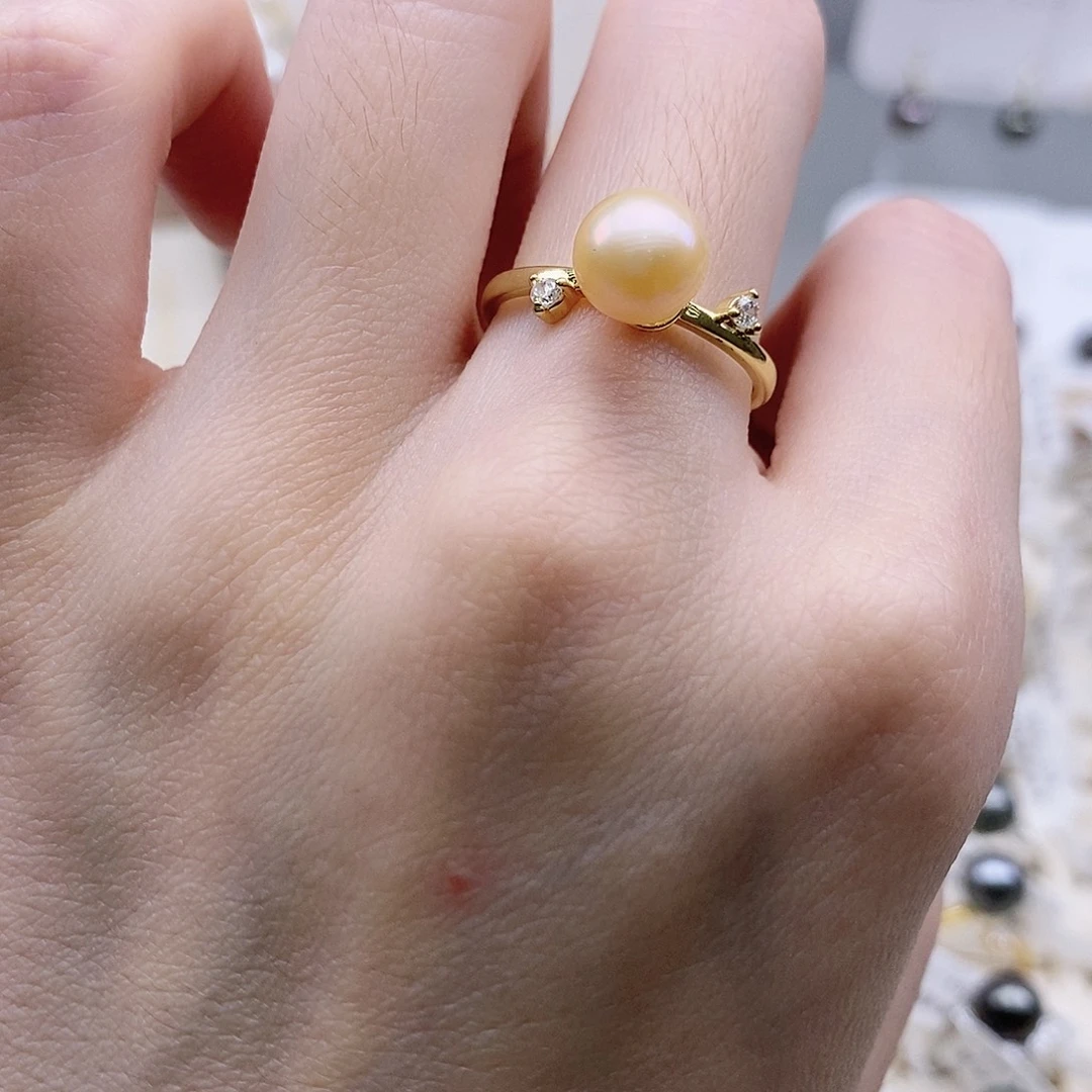 戒指银S925镶嵌淡水珍珠