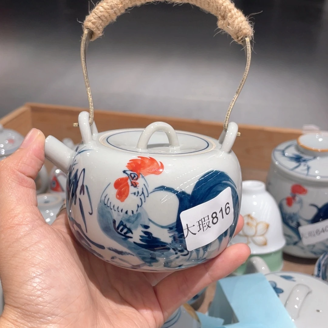 釉下手绘茶具微瑕