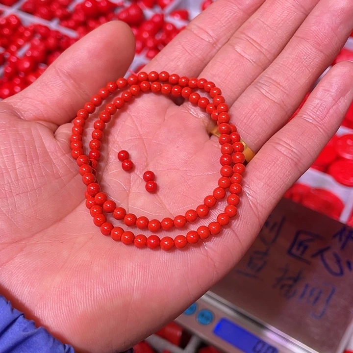 天然辰砂红砂4毫米96颗