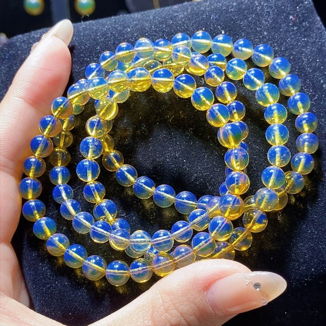 蓝珀裸石未镶嵌手串6m