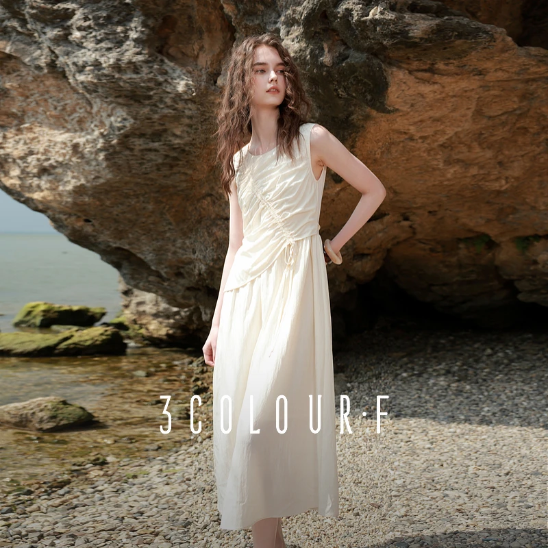 0107马琦尧专属三彩独醒2025夏季新款假两件连衣裙抽绳背心裙dbq