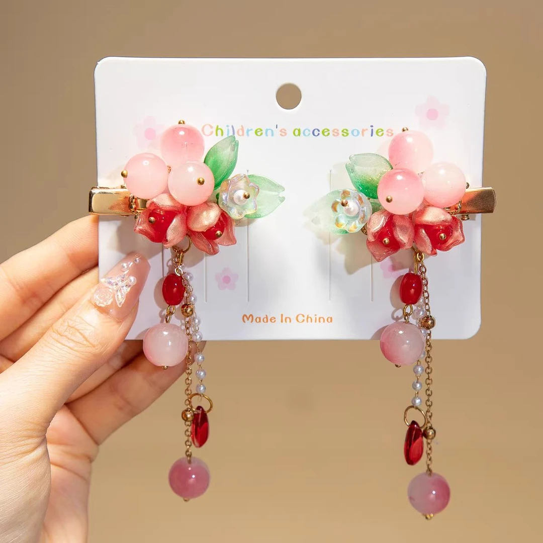 A新款红色中国风汉服头饰古风流苏发夹时尚发卡喜庆发饰品2245