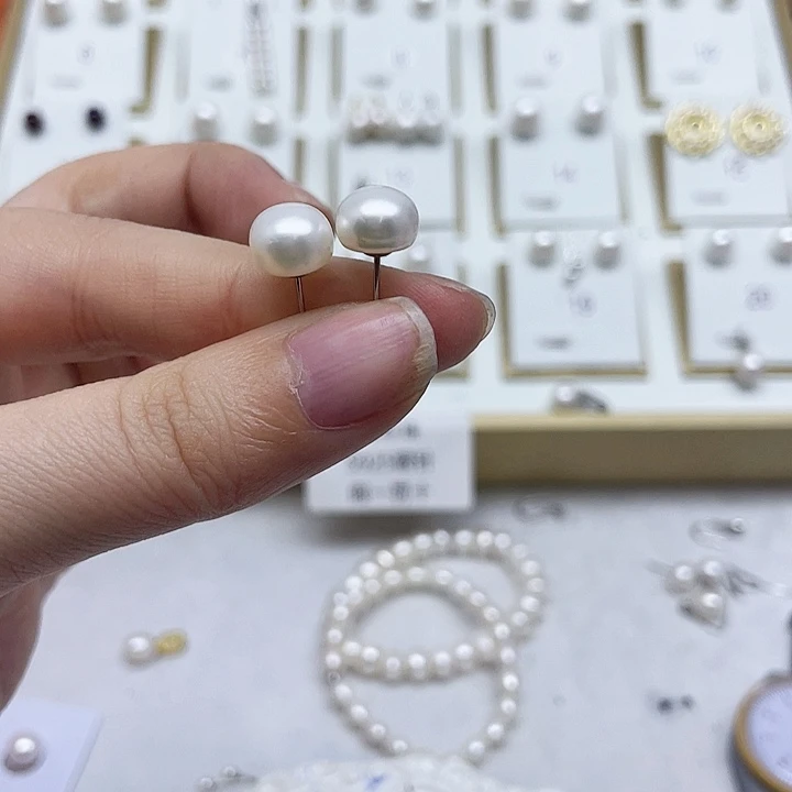 淡水珍珠耳饰银S925镶嵌飞***田