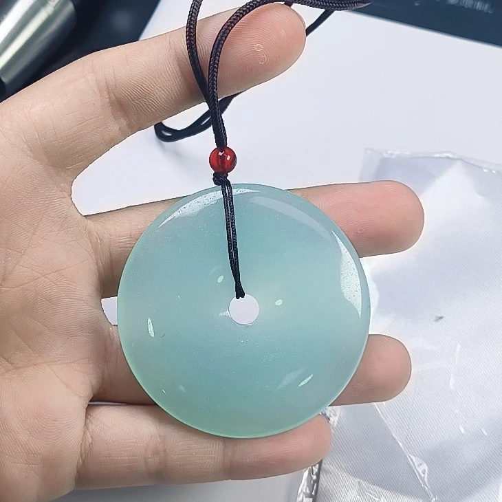 （聚宝严选）D408蓝冰带绳大平安扣精致气质妈妈款时尚精美