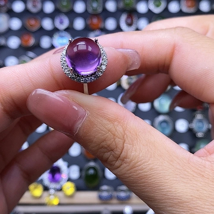 紫晶戒指银S925镶嵌菲*菲