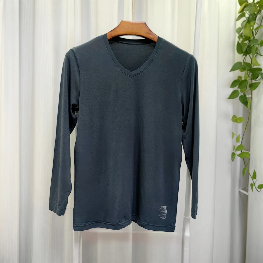 单件上衣，男士桑蚕丝打底秋衣，轻薄高弹力