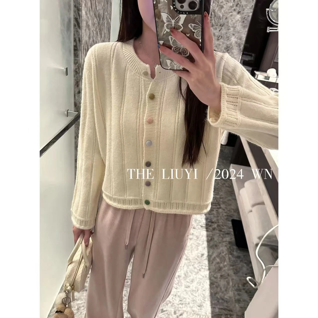 【LIUYI】彩虹糖～秋冬撞色纽扣针织毛衣49275