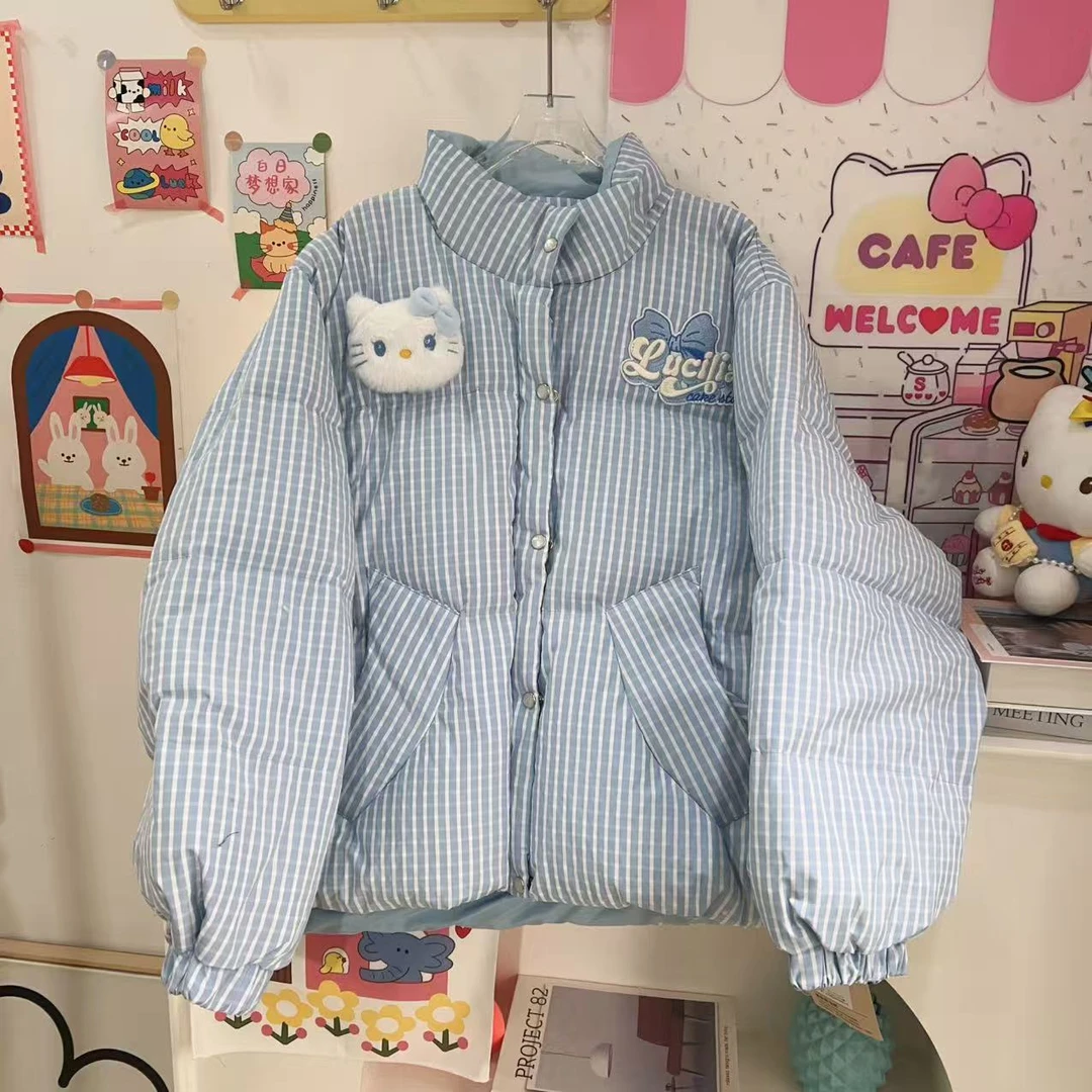清版】2025冬季新款蓝色格子立领棉服外套  微瑕疵 几乎看不出