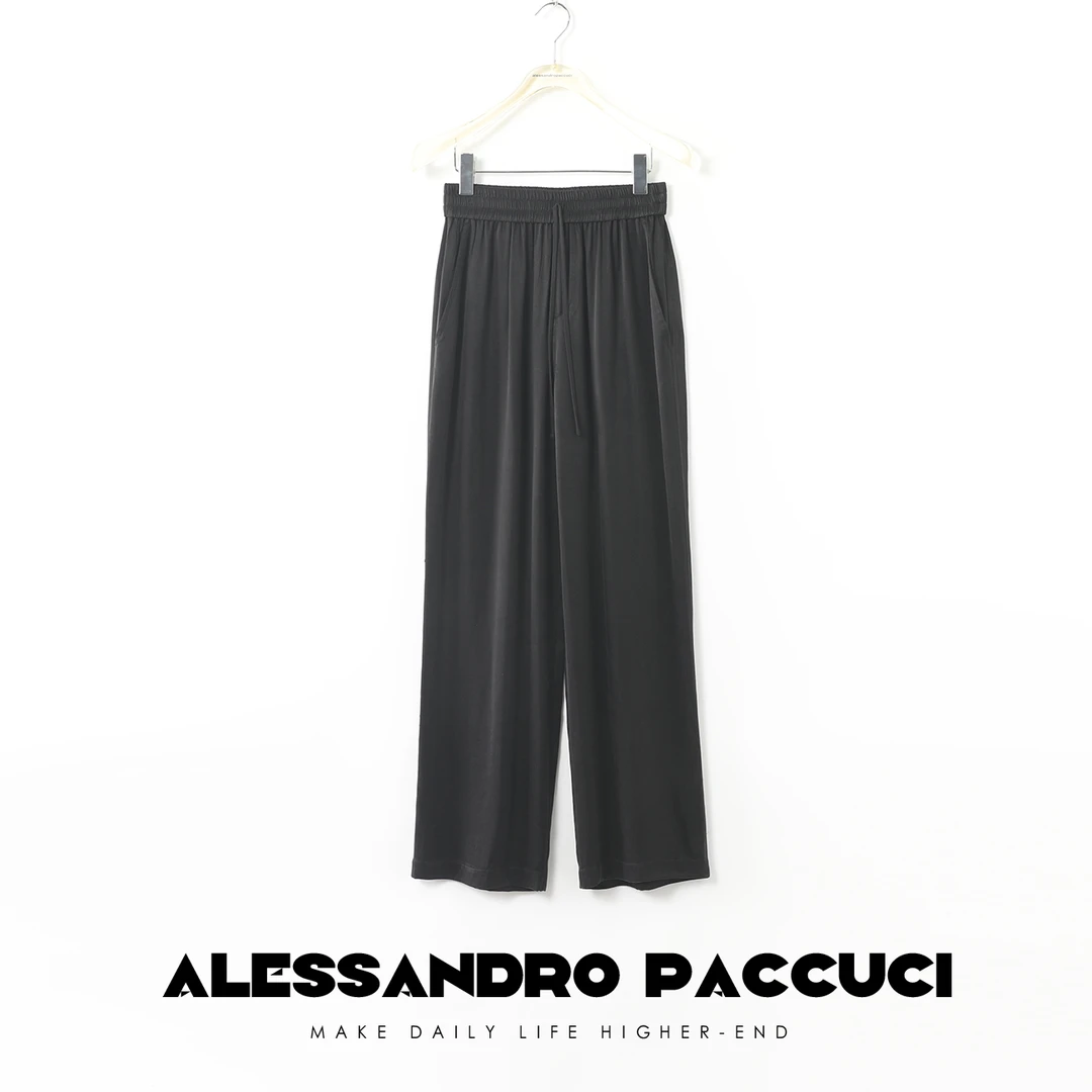 AP洛哥25716X 裸感舒适铜氨丝 设计师款H型 长款阔腿松紧裤女