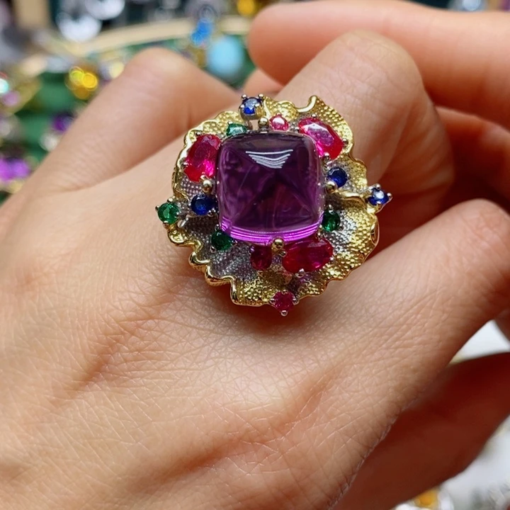 银S925镶嵌戒指水晶天然水晶戒指