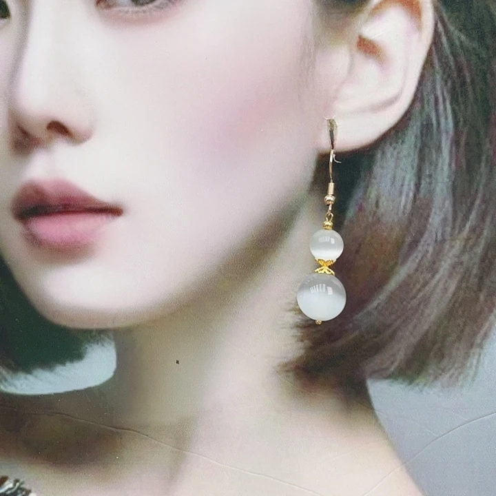 石英岩玉合金耳钉